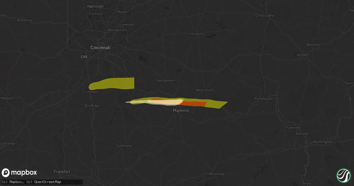 Hail map in Ripley, OH on April 14, 2025
