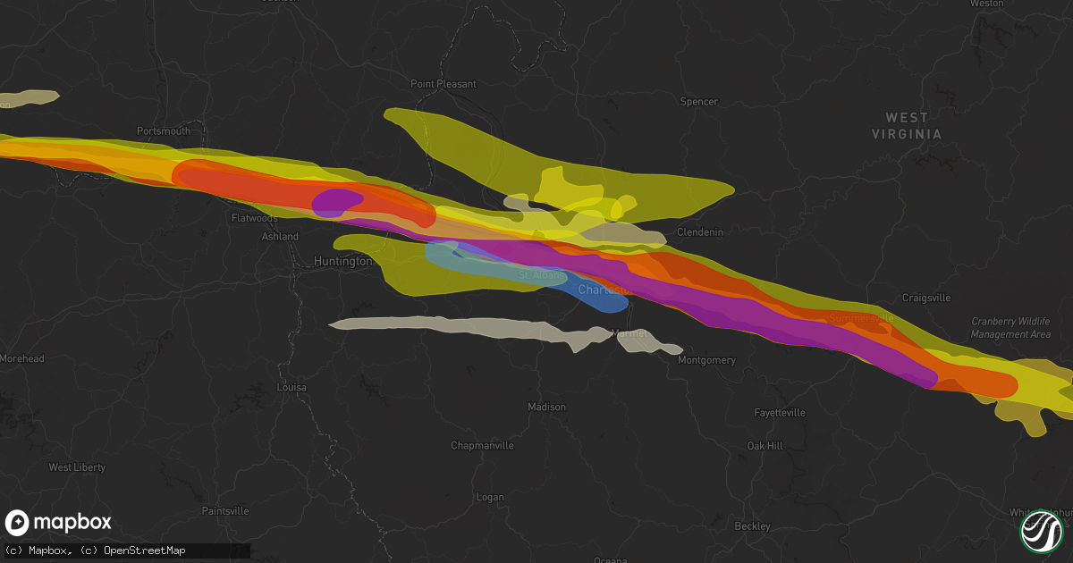 Hail map in Saint Albans, WV on April 14, 2025