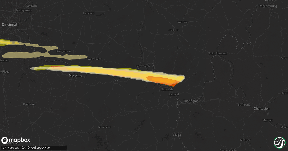 Hail map in South Shore, KY on April 14, 2025