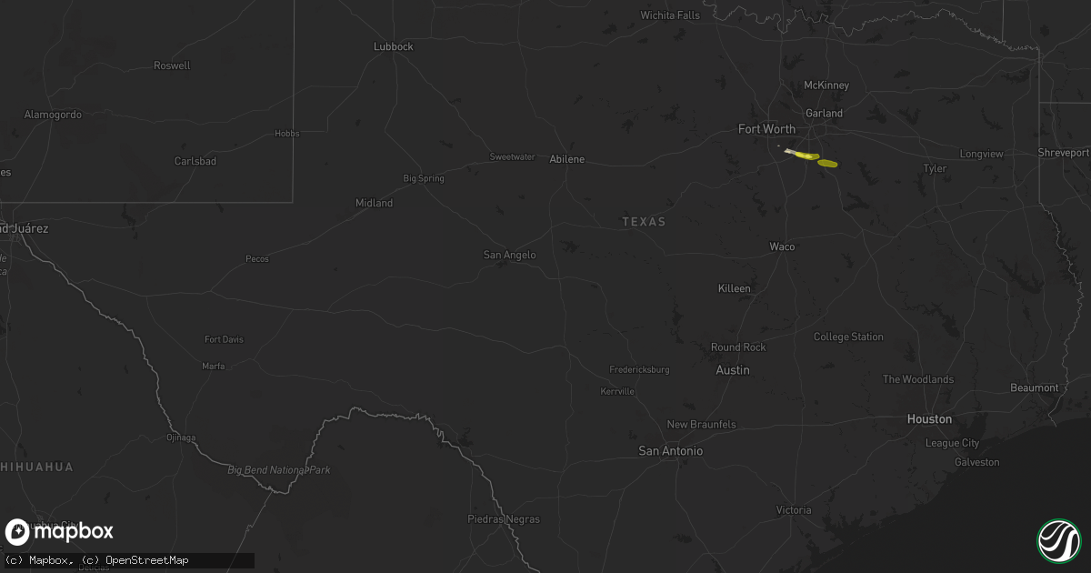 Hail map in Texas on April 14, 2025