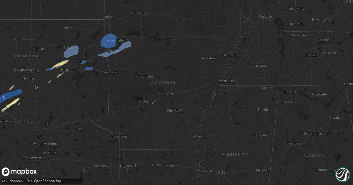 Hail map in Arkansas on April 14, 2026