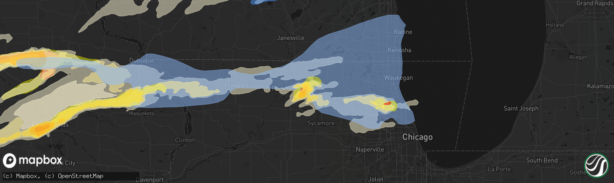 Hail map in Belvidere, IL on April 14, 2026