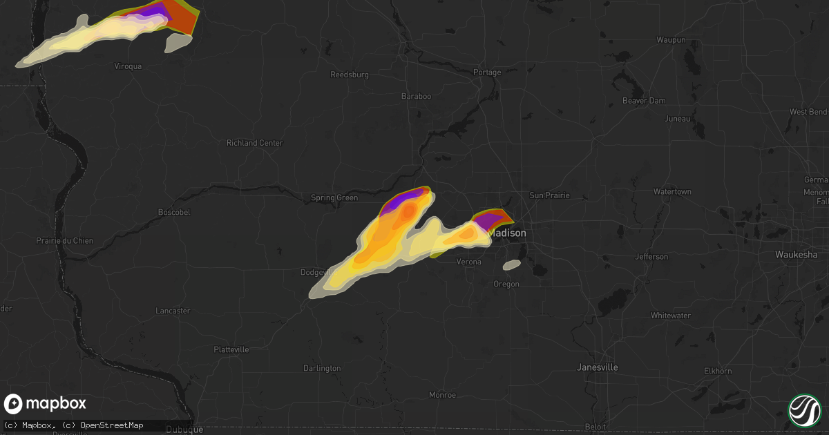 Hail map in Black Earth, WI on April 14, 2026