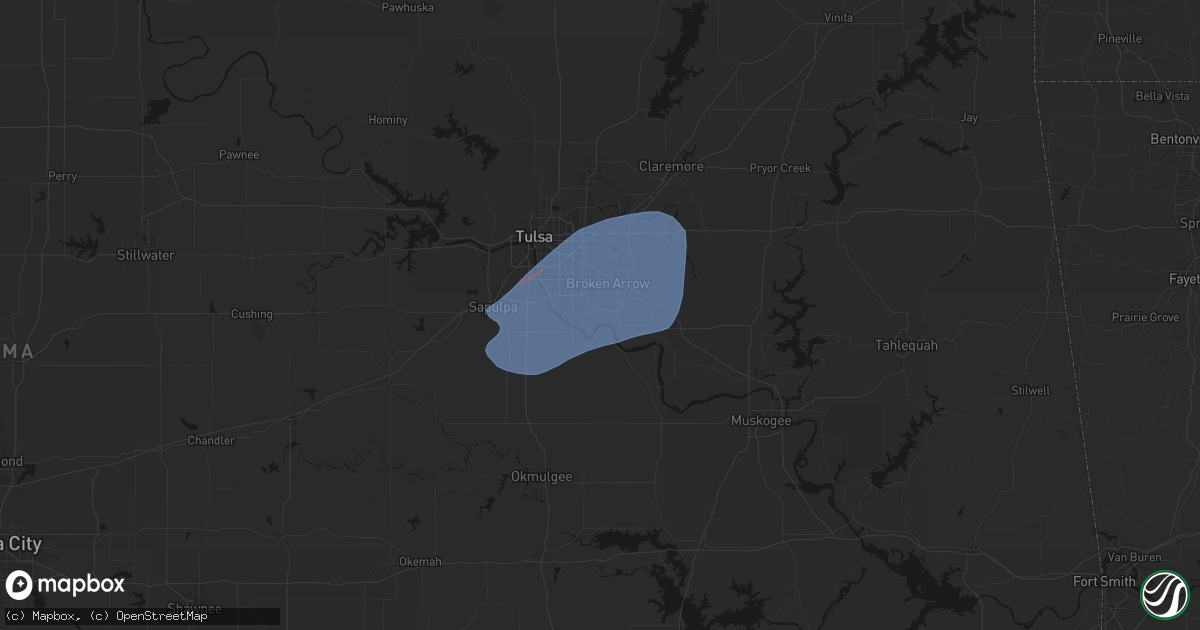 Hail map in Broken Arrow, OK on April 14, 2026