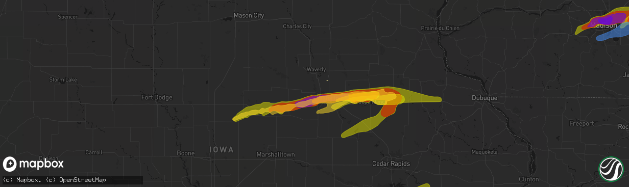 Hail map in Cedar Falls, IA on April 14, 2026