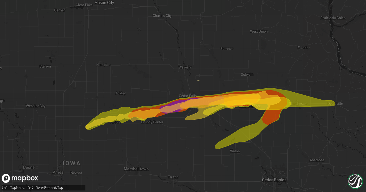 Hail map in Cedar Falls, IA on April 14, 2026