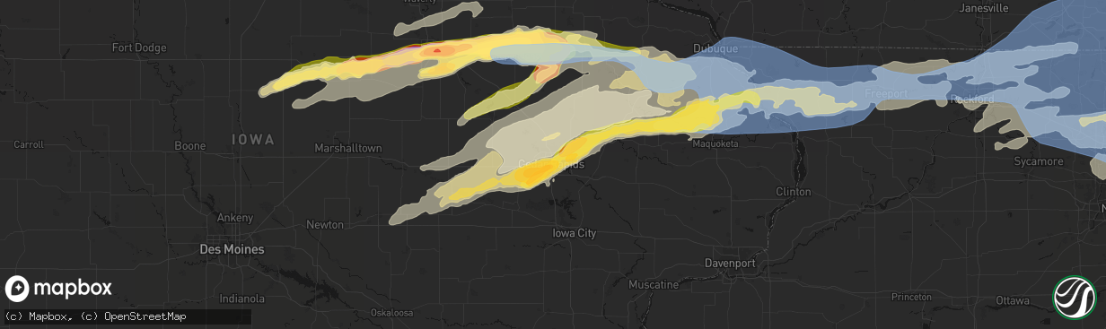 Hail map in Cedar Rapids, IA on April 14, 2026