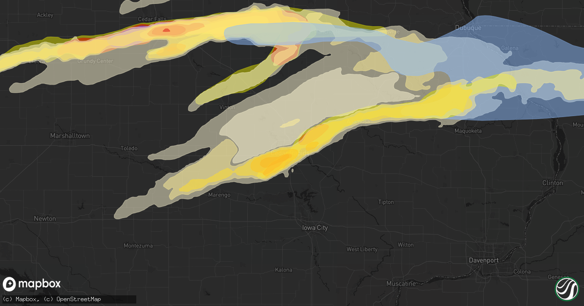 Hail map in Cedar Rapids, IA on April 14, 2026