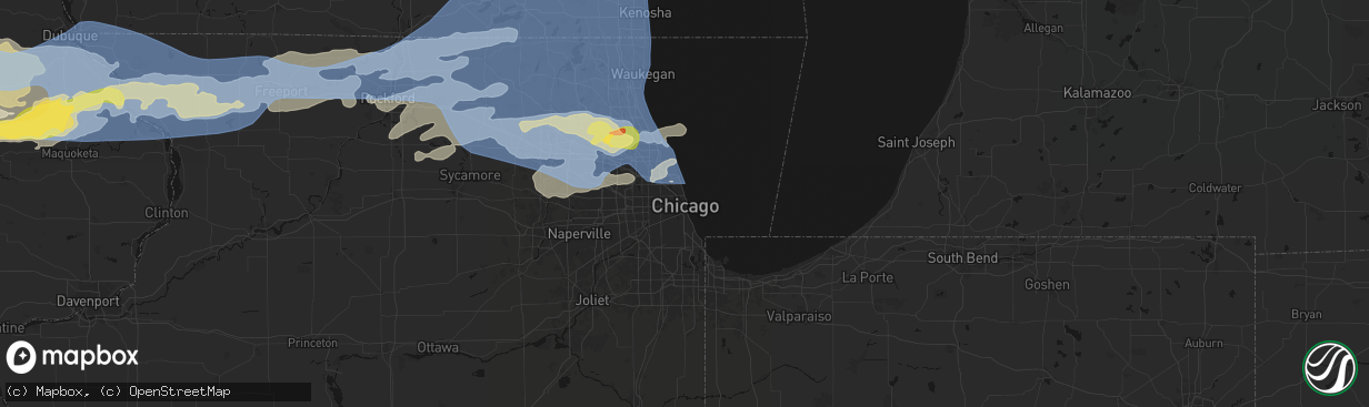 Hail map in Chicago, IL on April 14, 2026