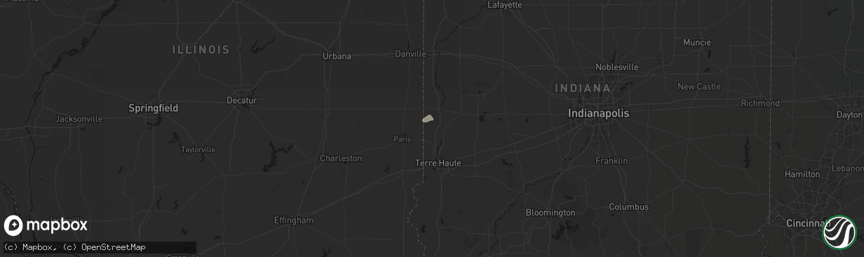 Hail map in Clinton, IN on April 14, 2026
