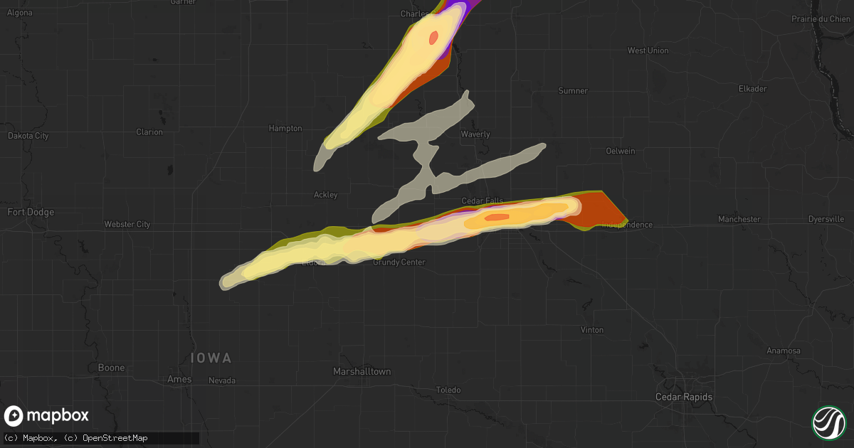 Hail map in Dike, IA on April 14, 2026