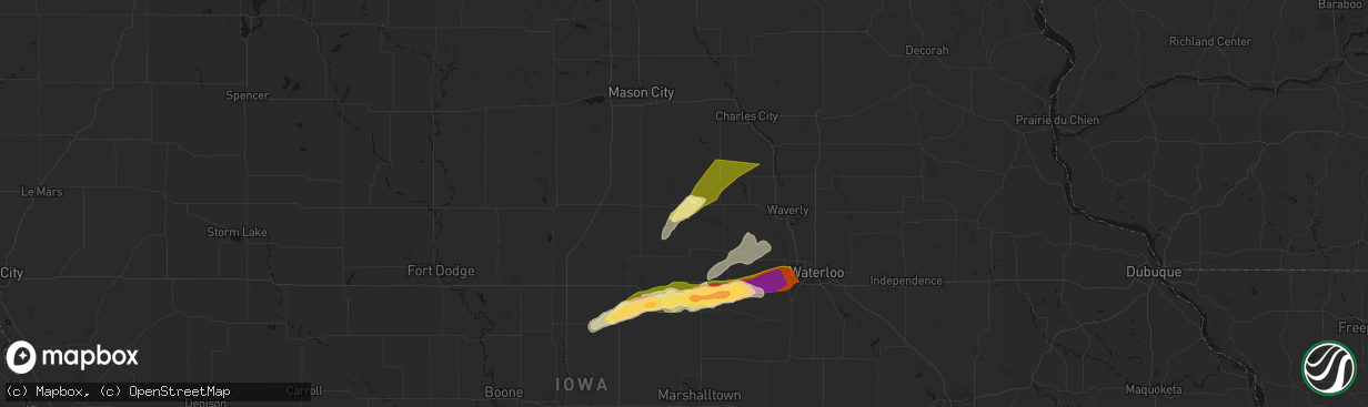 Hail map in Dumont, IA on April 14, 2026