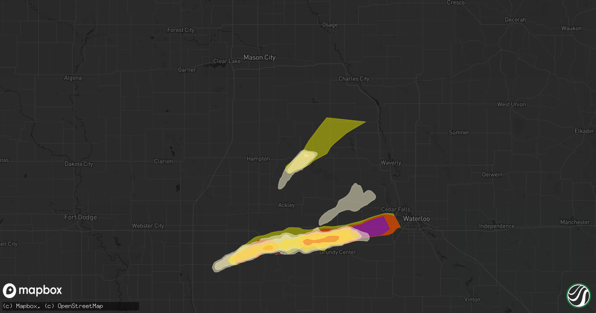 Hail map in Dumont, IA on April 14, 2026
