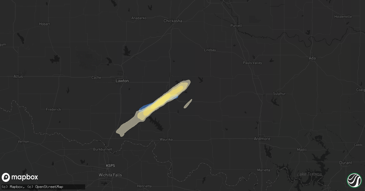 Hail map in Duncan, OK on April 14, 2026