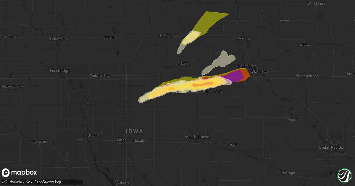 Hail map in Eldora, IA on April 14, 2026