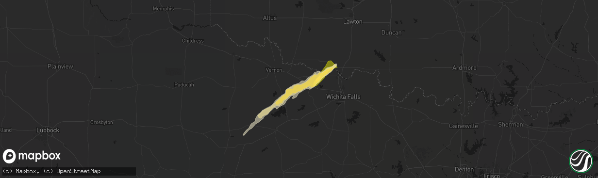 Hail map in Electra, TX on April 14, 2026