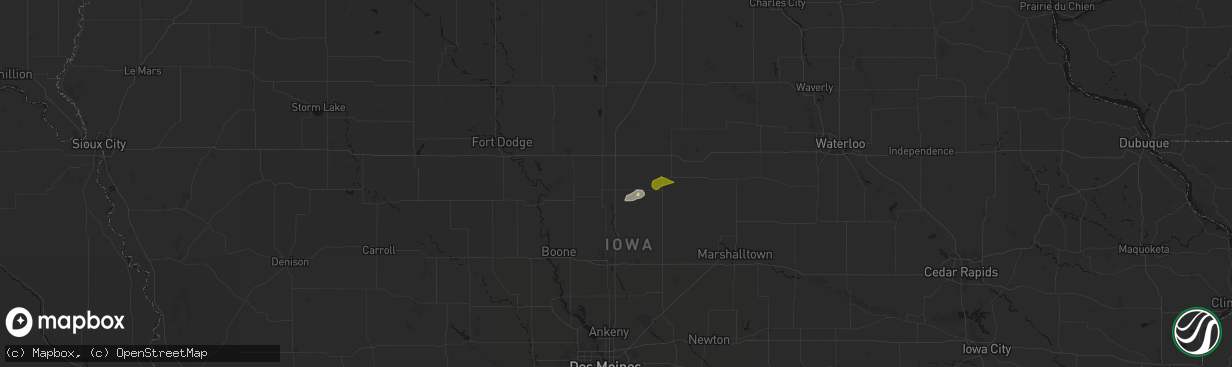 Hail map in Ellsworth, IA on April 14, 2026