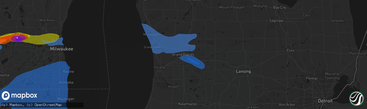 Hail map in Grand Rapids, MI on April 14, 2026