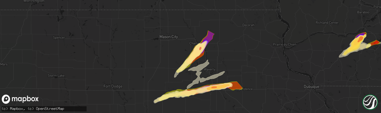Hail map in Greene, IA on April 14, 2026