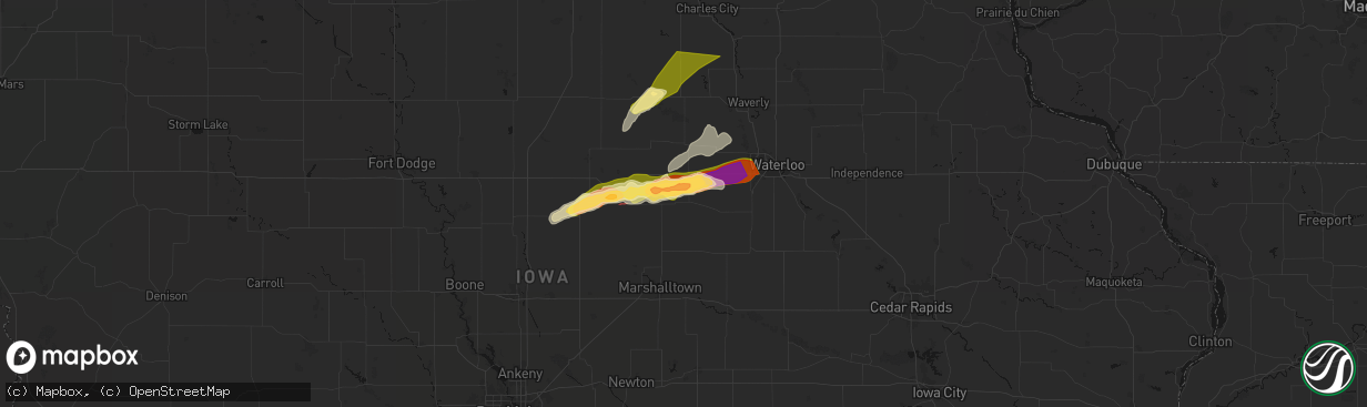 Hail map in Grundy Center, IA on April 14, 2026