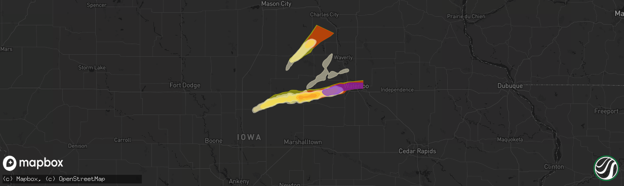 Hail map in Holland, IA on April 14, 2026