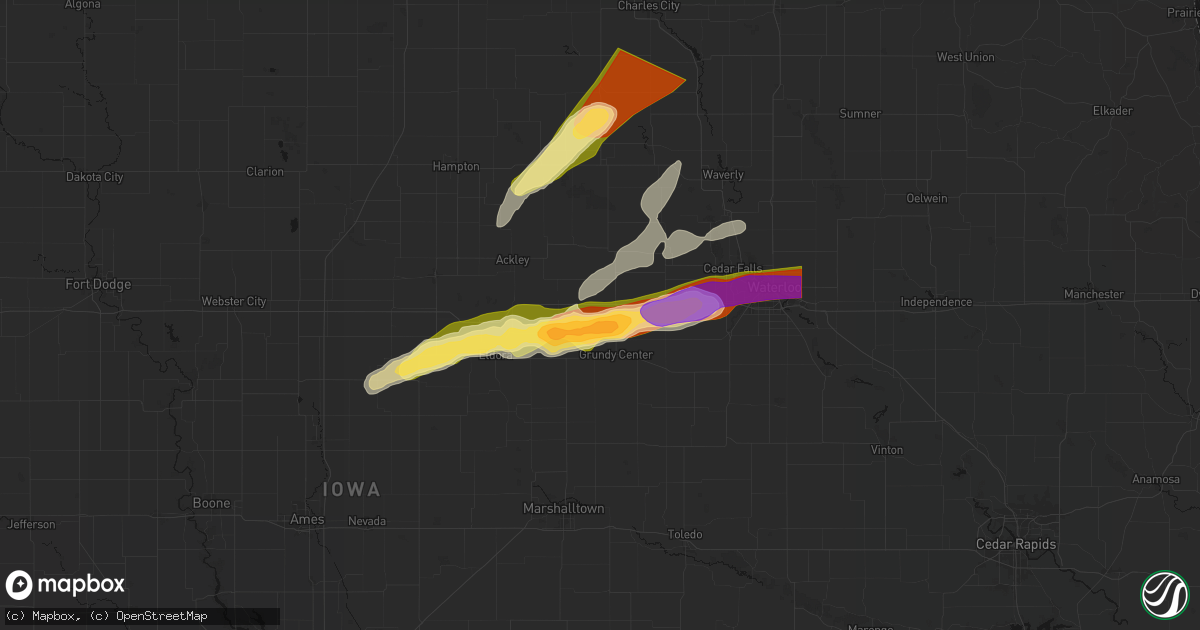 Hail map in Holland, IA on April 14, 2026