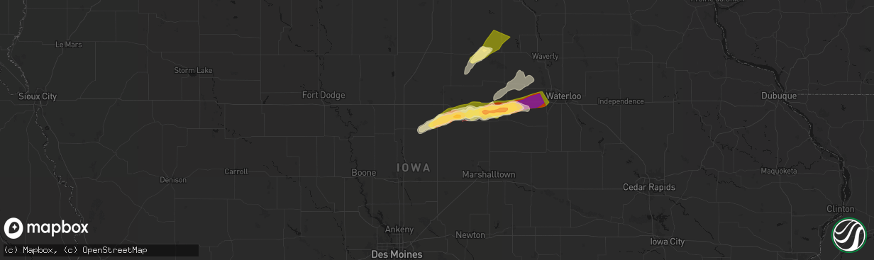 Hail map in Hubbard, IA on April 14, 2026