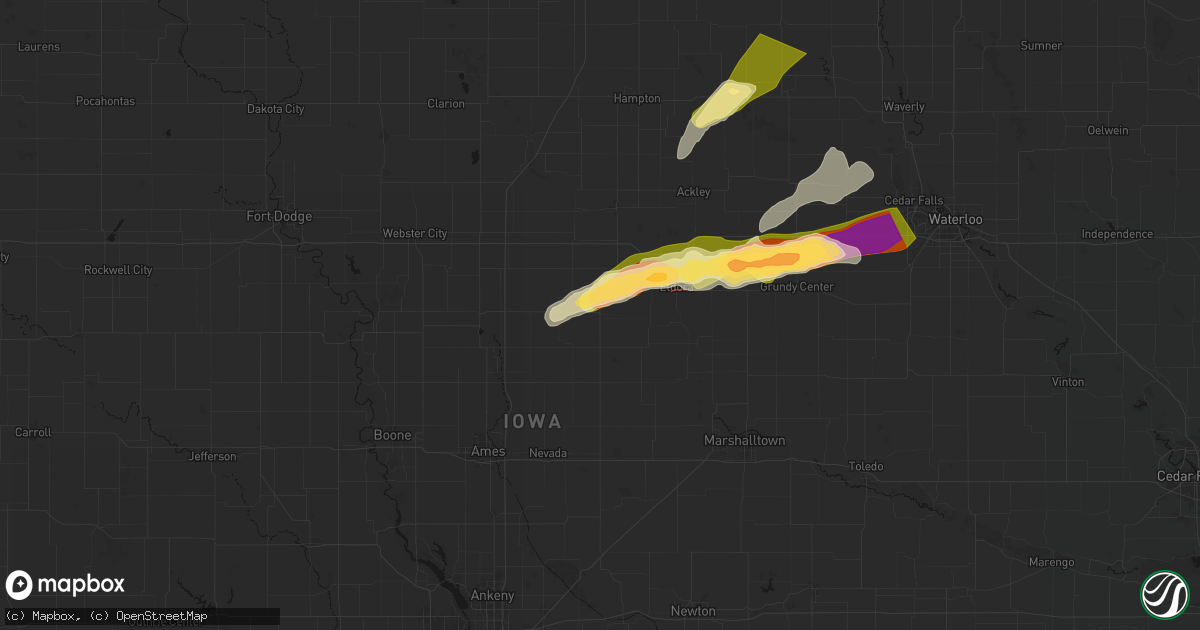 Hail map in Hubbard, IA on April 14, 2026