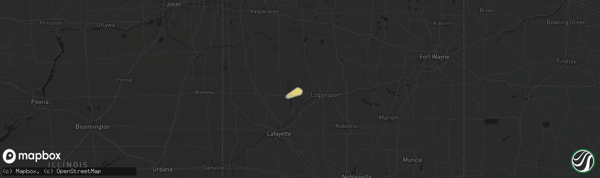 Hail map in Idaville, IN on April 14, 2026