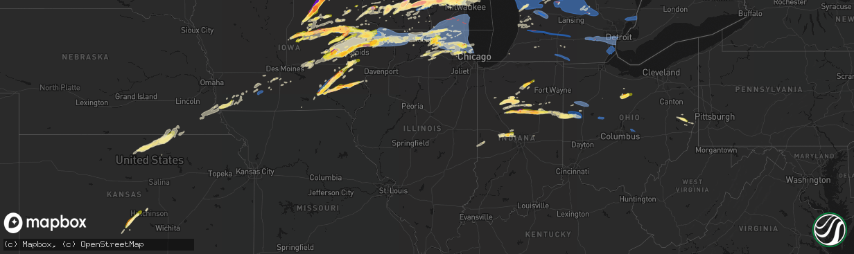 Hail map in Illinois on April 14, 2026
