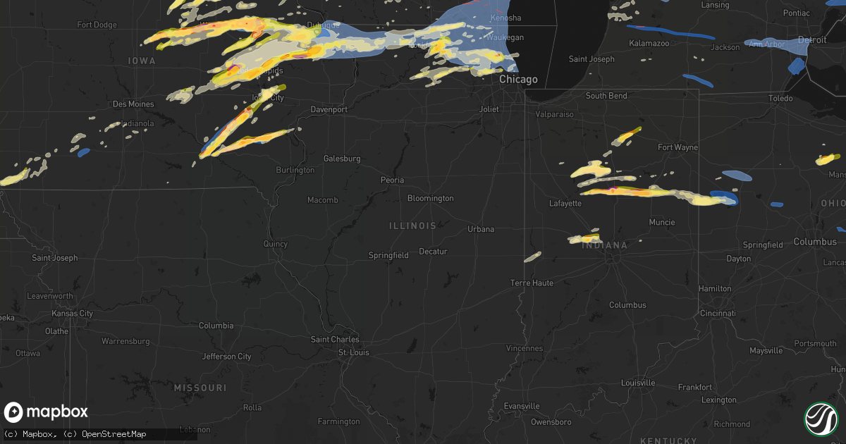 Hail map in Illinois on April 14, 2026