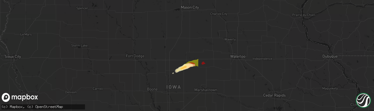 Hail map in Iowa Falls, IA on April 14, 2026