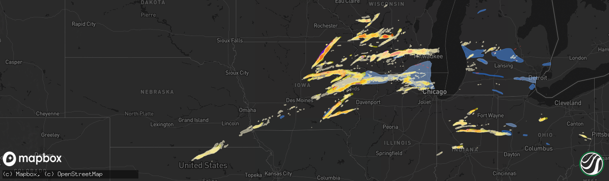 Hail map in Iowa on April 14, 2026