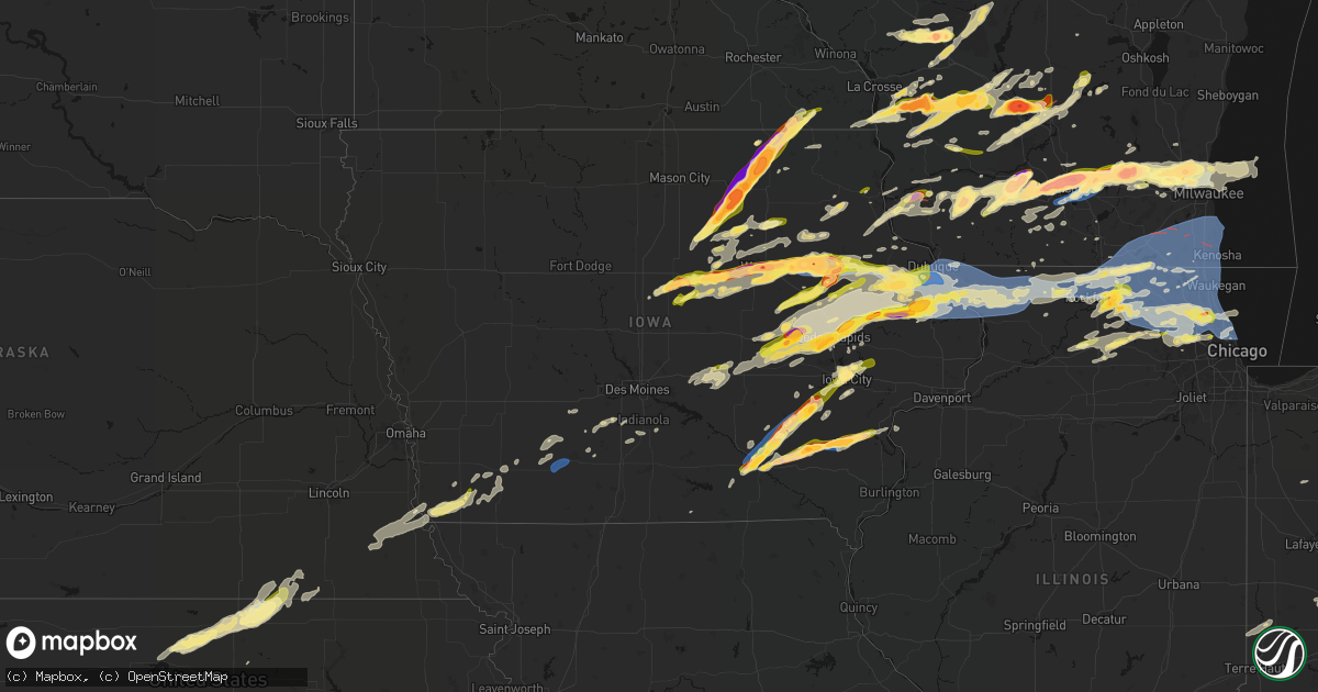 Hail map in Iowa on April 14, 2026