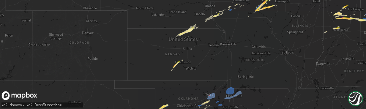 Hail map in Kansas on April 14, 2026