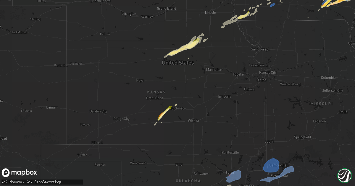 Hail map in Kansas on April 14, 2026