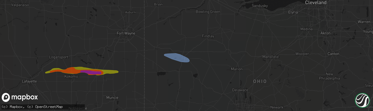 Hail map in Lima, OH on April 14, 2026