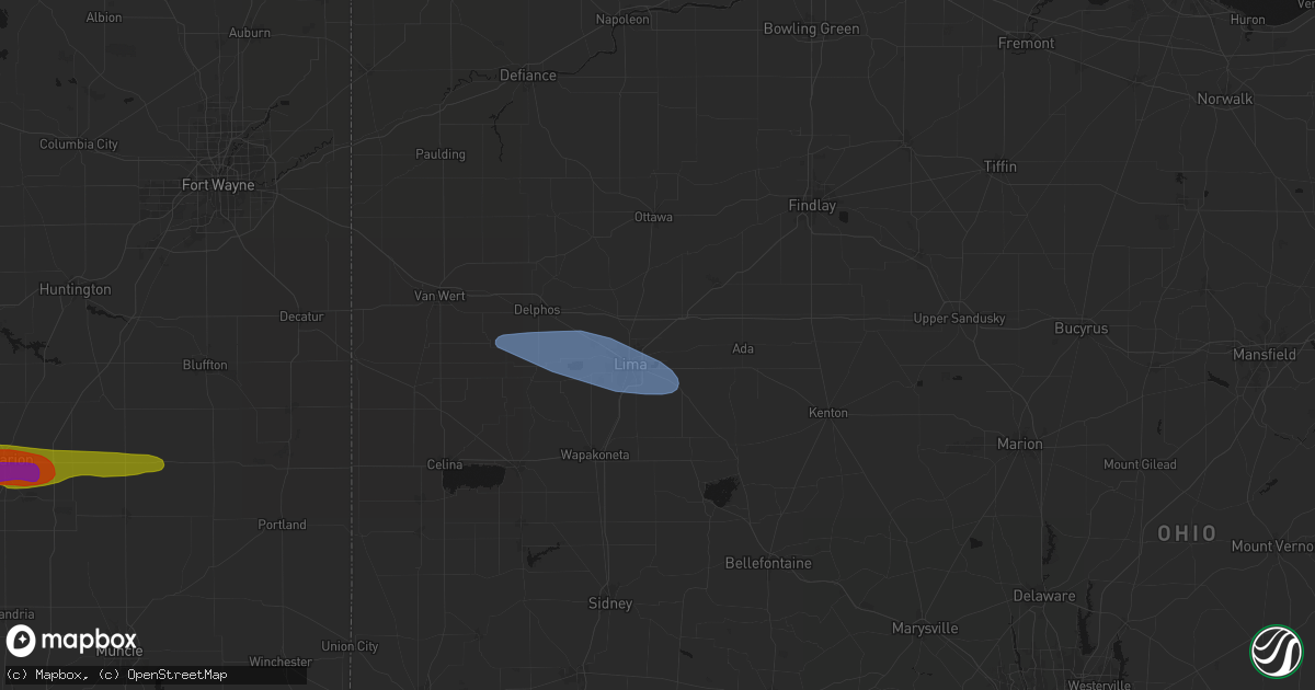Hail map in Lima, OH on April 14, 2026