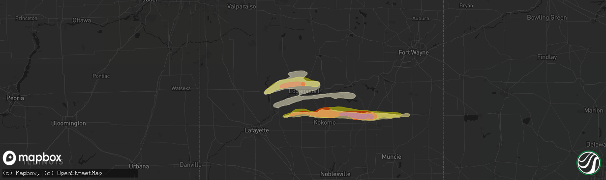 Hail map in Logansport, IN on April 14, 2026
