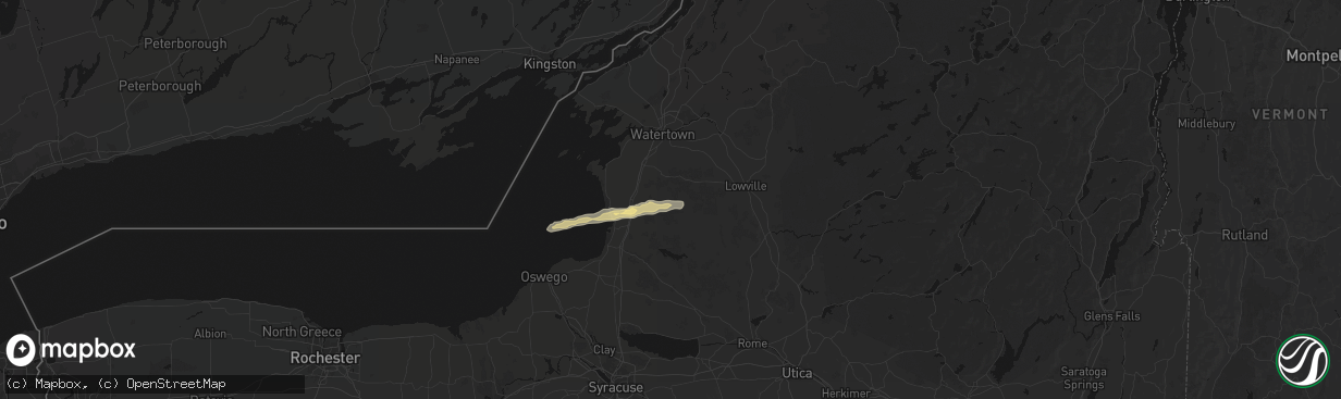 Hail map in Lorraine, NY on April 14, 2026