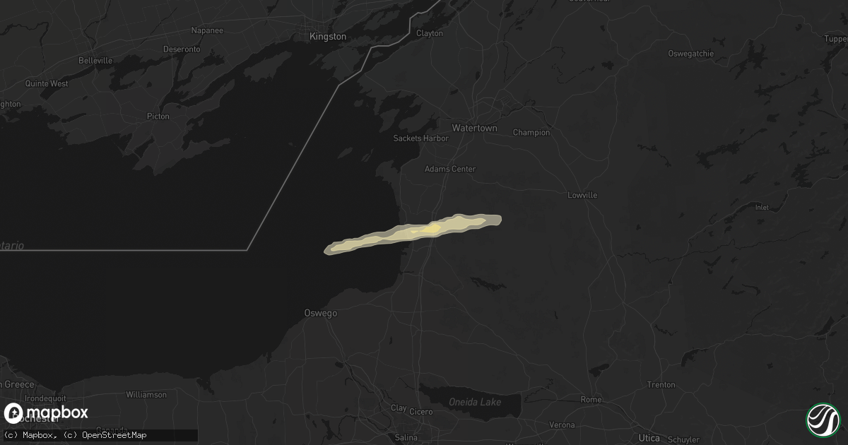 Hail map in Mannsville, NY on April 14, 2026