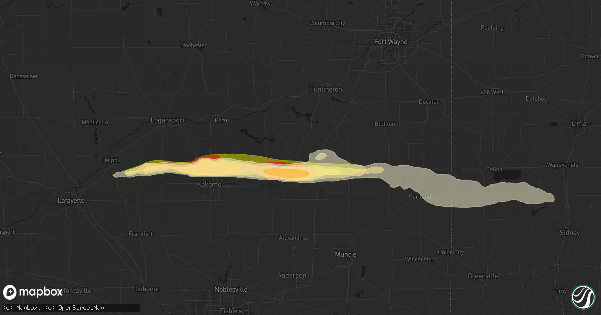 Hail map in Marion, IN on April 14, 2026