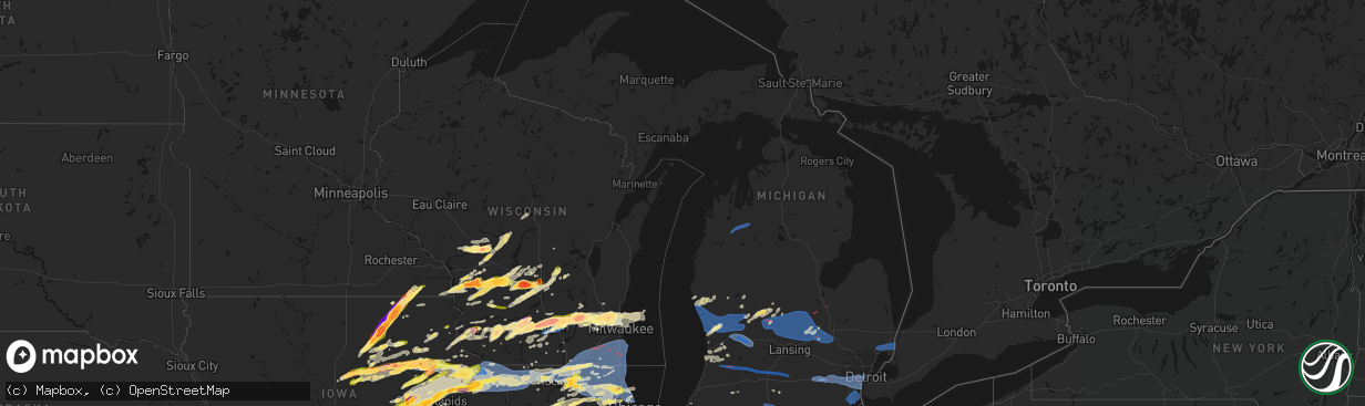 Hail map in Michigan on April 14, 2026