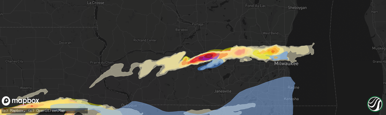 Hail map in Middleton, WI on April 14, 2026