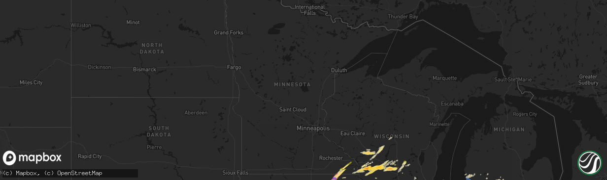Hail map in Minnesota on April 14, 2026