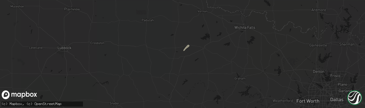 Hail map in Munday, TX on April 14, 2026