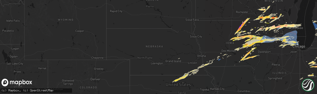 Hail map in Nebraska on April 14, 2026