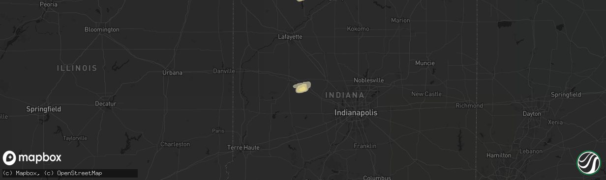 Hail map in New Ross, IN on April 14, 2026