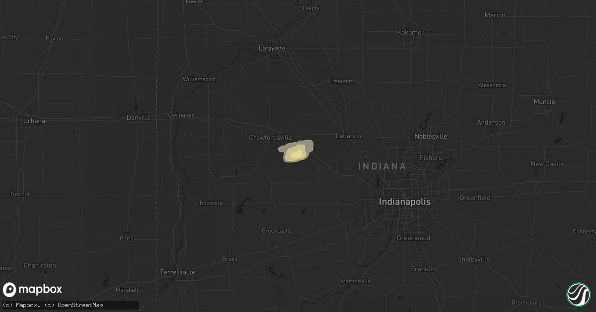Hail map in New Ross, IN on April 14, 2026