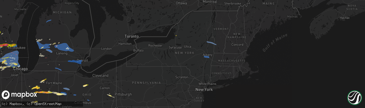 Hail map in New York on April 14, 2026